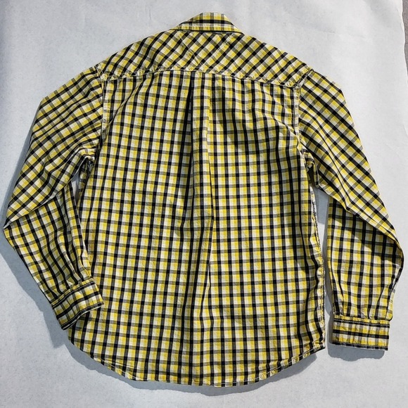Tommy Hilfiger Plaid Button Down Shirt Long Sleeve Checkered Yellow Black M - Picture 2 of 9